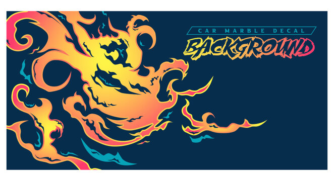 Abstract background car decal wrap background vector design orange blue white rebel grunge flame, lightning, thunder, claw art racing speed auto sticker, pattern rip scratch tiger tribal sporty Asia