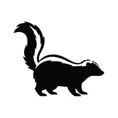 Charming silhouette of a skunk with distinctive white stripes and bushy tail