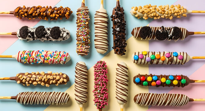 Exploring the delicious diversity of life's simple pleasures, a sweet contemplation for Pepero Day with assorted dessert sticks