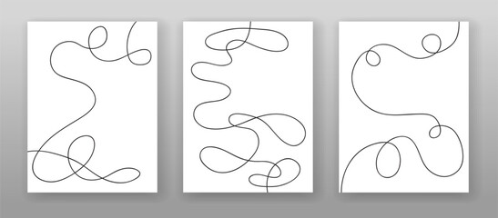 Curve wave graphic design for poster, cover with empty space for text Abstract flow line art. Set of templates. Vector illustration