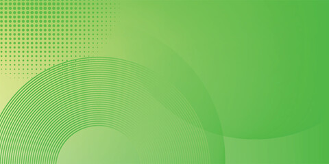 Abstract green and yellow gradient background with wave lines. Modern simple dynamic circles shapes element with halftone decoration.