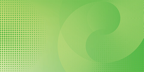 Abstract green and yellow gradient background with wave lines. Modern simple dynamic circles shapes element with halftone decoration.