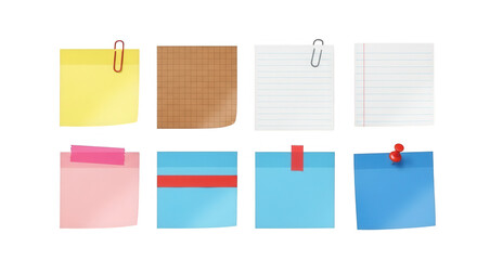 Collection of colorful sticky notes and memo pads , perfect for reminders