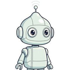 Cute Cartoon Robot with Big Eyes illustration vector