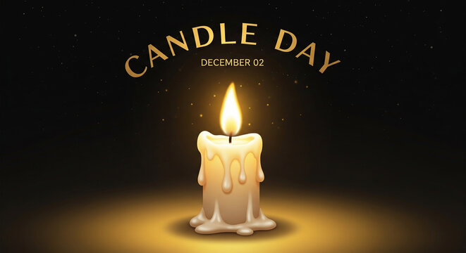 A stylized, animated candle is centrally positioned against a dark, star-speckled backdrop - Powered by Adobe