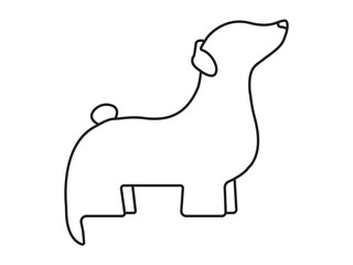 Minimalist Dog Outline Icon Looking Up | Simple Pet Vector Drawing