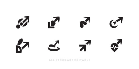 Arrow Icon Set – Growth, Health, Fitness, and Business Symbol