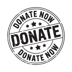 Donate now stamp with stars and text