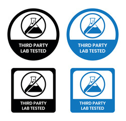 3rd party lab tested icon. Third party laboratory approved product quality certificate symbol. Clinically certified formula for cosmetic packaging vector.