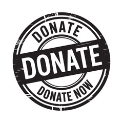 Donate now stamp graphic with grunge texture