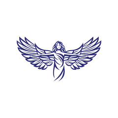 Elegant Winged Woman Abstract Logo