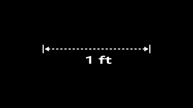 A dotted line representing a 1 ft measurement for design and layout purposes. 1 ft dimension dotted line for measurement. Measuring distance length dotted line animation.