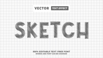 Sketch editable text effect. Blackboard style typography design for school education, kids comic and handwriting chalk sign bold artistic headline. 