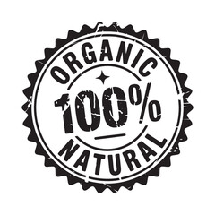 Vintage style 100 percent organic natural seal stamp emblem badge