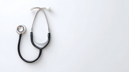 A black and silver medical stethoscope is presented on a minimalist white surface highlighting its role in healthcare diagnosis and patient examinations