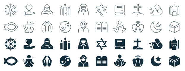 Faith and religion excellent icons collection in two different styles