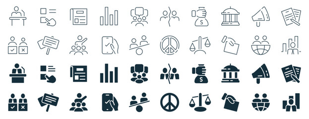 Politics excellent icons collection in two different styles