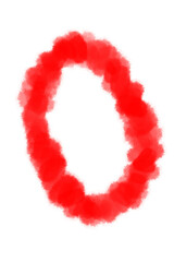 number 0 made of red fur brush vector illustration
