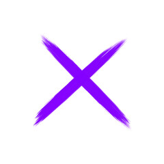 Purple cross mark grunge brush painted vector symbols. X icon. Hand drawn doodle sketch style. Rejection signs