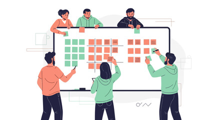 Teamwork And Collaboration: A Collaborative Session With Sticky Notes And Whiteboard