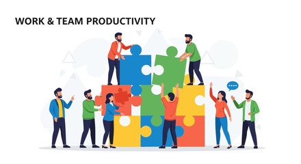 Teamwork And Collaboration For Achieving Success Through Assembling The Puzzle Pieces Together