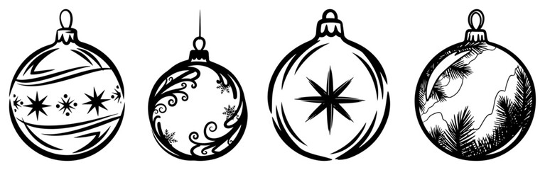 Christmas baubles set vector – assorted ornament balls with patterns