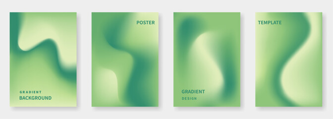 Abstract green background set. Gradient mesh. Modern template collection for designing brochures, banners, posters, cards, flyers, and wallpapers. Vector illustration.