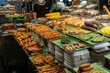 Grilled Vietnamese food in Son Tra night market, Danang.