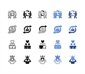 Interpersonal skills, Flexibility, Empathy, Confidence multiple style icon set.