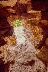 The ruins of a medieval castle located on a mountain in France, Alsace area