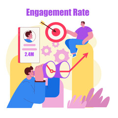 Analyzing Engagement Rate Vector Illustration with Target