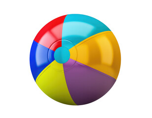 A colorful beach ball featuring vibrant sections of red, blue, yellow, green, and purple, ideal for fun in the sun.