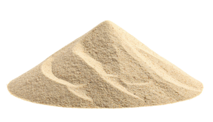 A finely textured mound of sand, displaying smooth contours and subtle patterns created by its surface.
