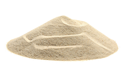A mound of fine sand with smooth contours and subtle texture, showcasing its natural grains and earthy color.