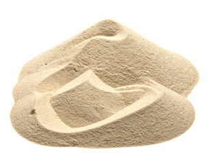 A mound of fine sand shaped into smooth curves and contours, showcasing its texture and natural form.