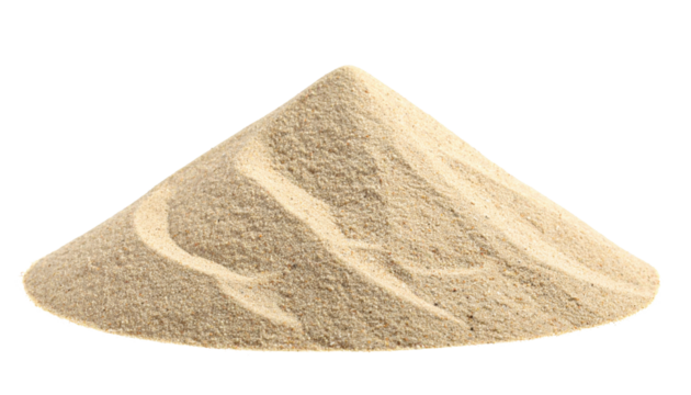 A finely textured mound of sand, displaying smooth contours and subtle patterns created by its surface.