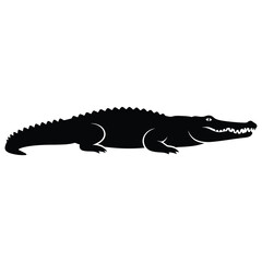 Naklejka premium Silhouette of a long alligator lying down, its scaly body is captured in a simple yet striking design