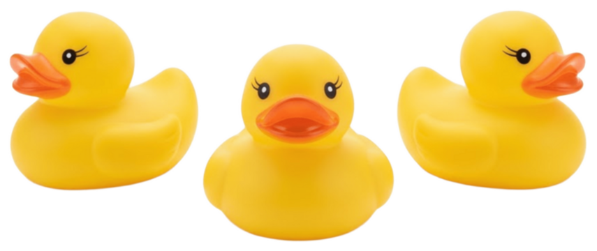 yellow rubber duck on white
