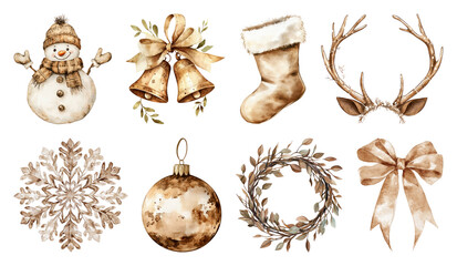 Fototapeta premium PNG Vintage holiday decorations collection, element set on transparent background