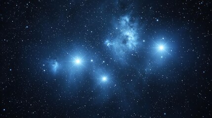 A glowing cluster of cosmic clouds illuminated by starlight