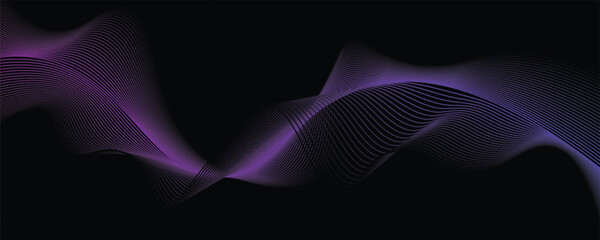 Dark abstract background with a horizontal glowing abstract waves, abstract background