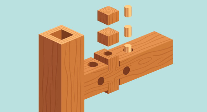 Precision Woodworking Craftsmanship with a Complex Joint Assembly.