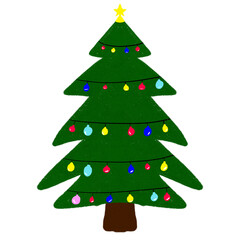 Hand draw christmas tree isolated on white