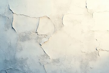 Obraz premium A weathered, light beige plaster wall displays intricate cracks and texture variations.