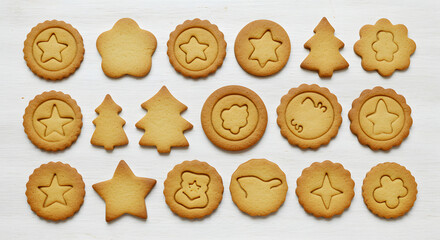 A delicious assortment of freshly baked cookies in various festive shapes.