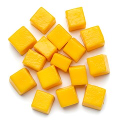 mango chunks for tropical ice, isolated on white background