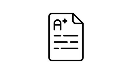 A captivating outline animated icon showing a grade exam paper