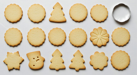 Delicious homemade shortbread cookies in various festive shapes.