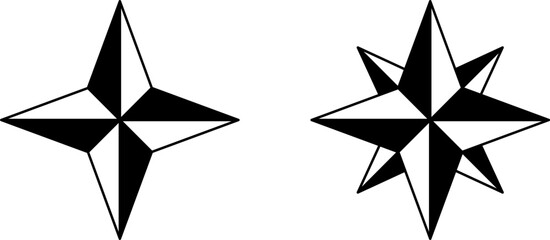 Compass Rose or Compass Star with Directions Mark Sign Symbol. Vector Image. © Kagan Kaya