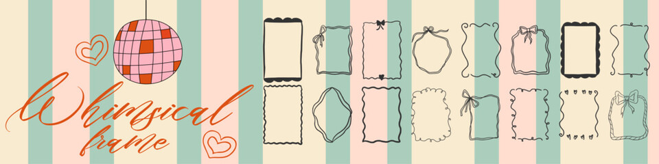 Whimsical bachelorette frame with soft tones. Elegant bow accents and retro charm create a playful whimsical vibe for wedding design.